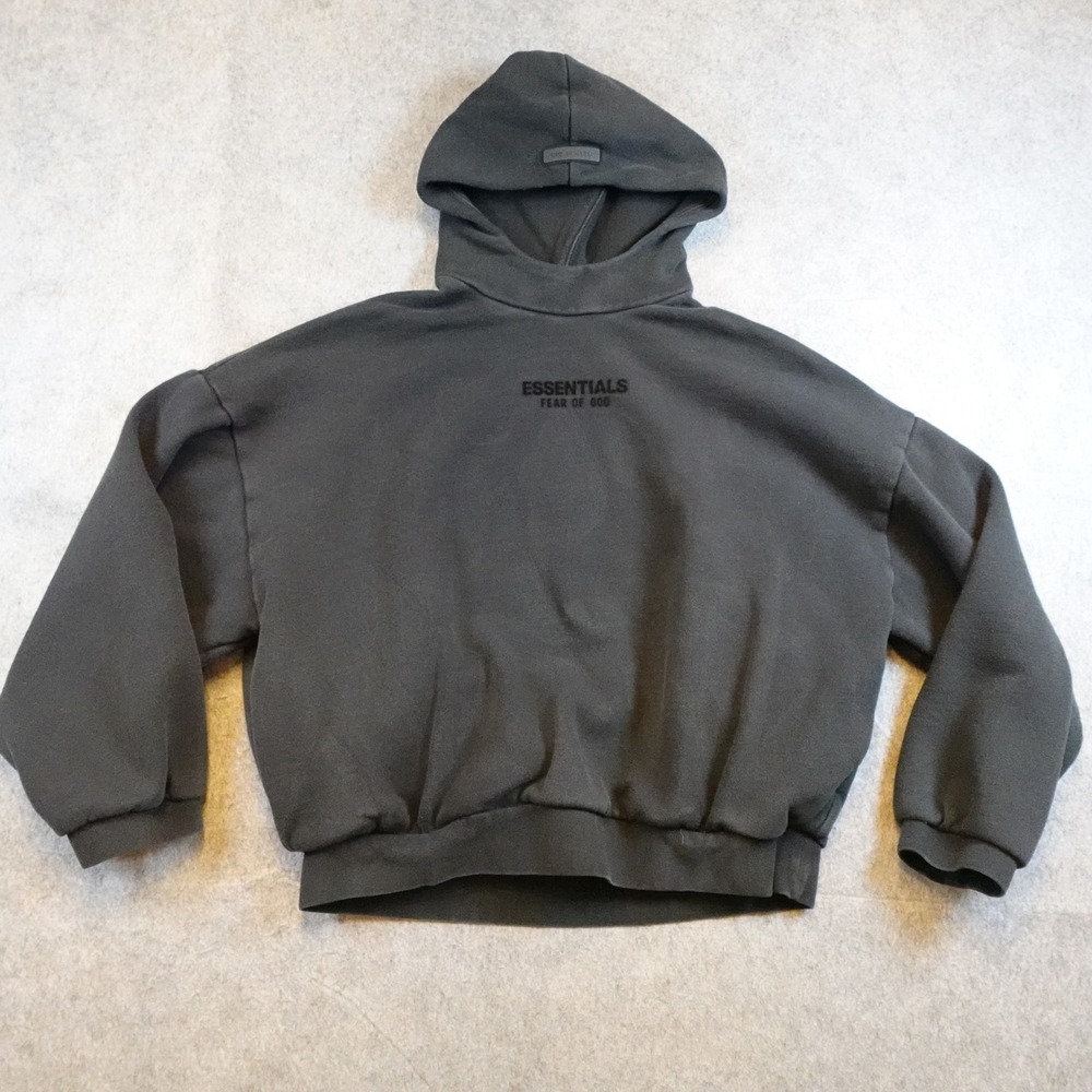 Fear of God Essentials Hoodie Mens Medium Black Fleece Pullover Logo Streetwear